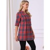 INSPIRE CHIC Women's Vintage Button Down V Neck Elbow Sleeve Christmas Plaid Casual Tunic Blouse - 3 of 4