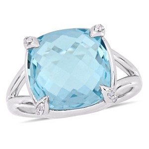EVERLY JEWELRY | Sterling Silver 9 CT TGW Sky-Blue Topaz and White Topaz Split Shank Cocktail Ring - 1 of 4