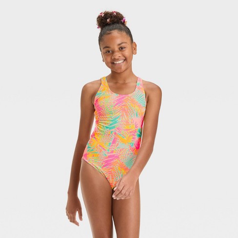 Girls' Leaf Printed One Piece Swimsuit - art Class™ - image 1 of 3