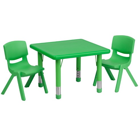 Flash Furniture 24'' Square Green Plastic Height Adjustable Activity ...