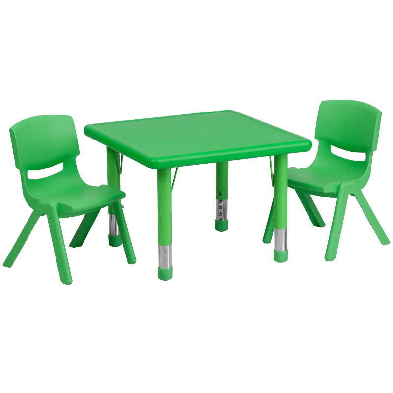Flash Furniture 24" Square Plastic Height Adjustable Activity Table Set with 2 Chairs, 1 of 3