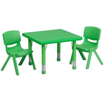 Flash Furniture 24" Square Plastic Height Adjustable Activity Table Set with 2 Chairs