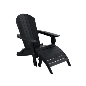 WestinTrends Tuscany HIPS Outdoor Patio Folding Adirondack Chair with Ottoman (2-Piece Set) - 1 of 4