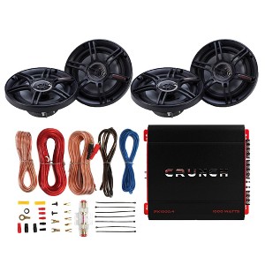 Crunch PX-1000.4 4 Channel 1000 Watt Amp A/B Class Car Stereo Power Amplifier with 300 Watt 3 Way CS Speakers 2 Pack and Soundstorm AKS8 8 Wiring Kit - 1 of 4