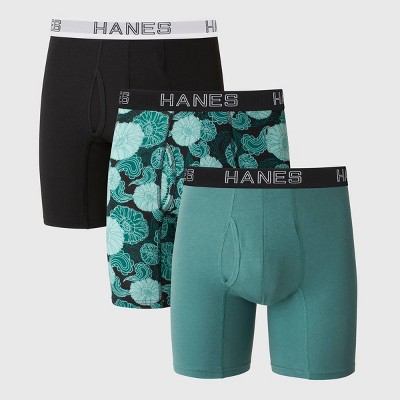 Hanes Premium Men's Floral Comfort Flex Fit Boxer Briefs - Green/Black