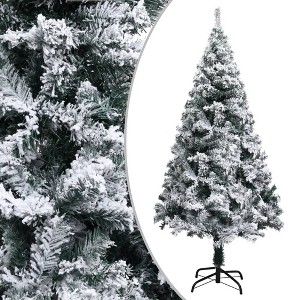 vidaXL Artificial Christmas Tree with Flocked Snow Green 5 ft PVC - 1 of 4
