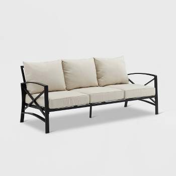 Kaplan Outdoor Metal Sofa Oil Rubbed Bronze with Cushions - Crosley