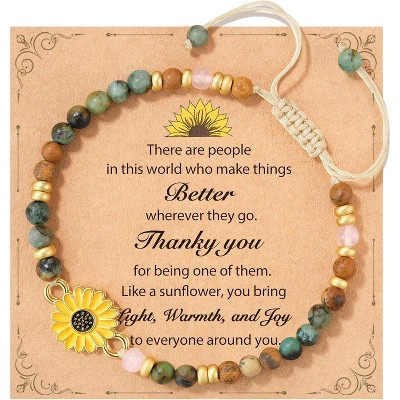 Sunflower Bracelet for Women Symbolizing Positivity Strength and Sunshine, Inspirational Gift with Adjustable Length