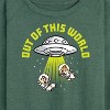 Women's - Disney - UFO Out Of This World Lightweight French Terry Wide Neck Long Sleeve Graphic Shirt - 2 of 4