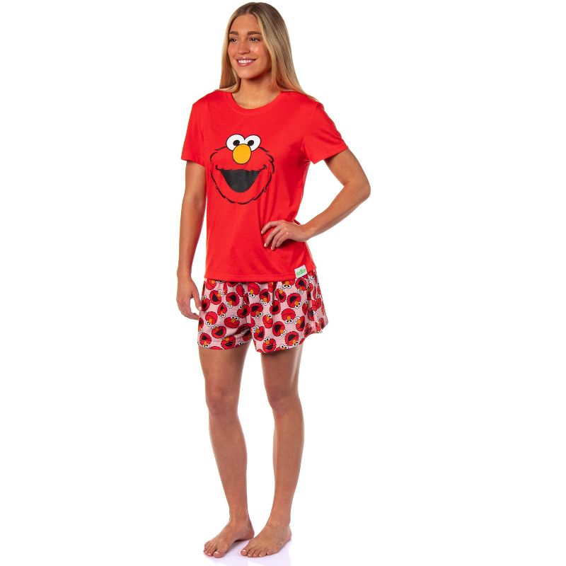 Sesame Street Women's Face Tossed Print Sleep Pajama Set Shorts Multicolored, 2 of 7