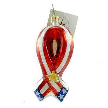 Christopher Radko Radko United For Freedom 0110210 Ornament Ribbon American Flag New  -  Inches -   -   -   -