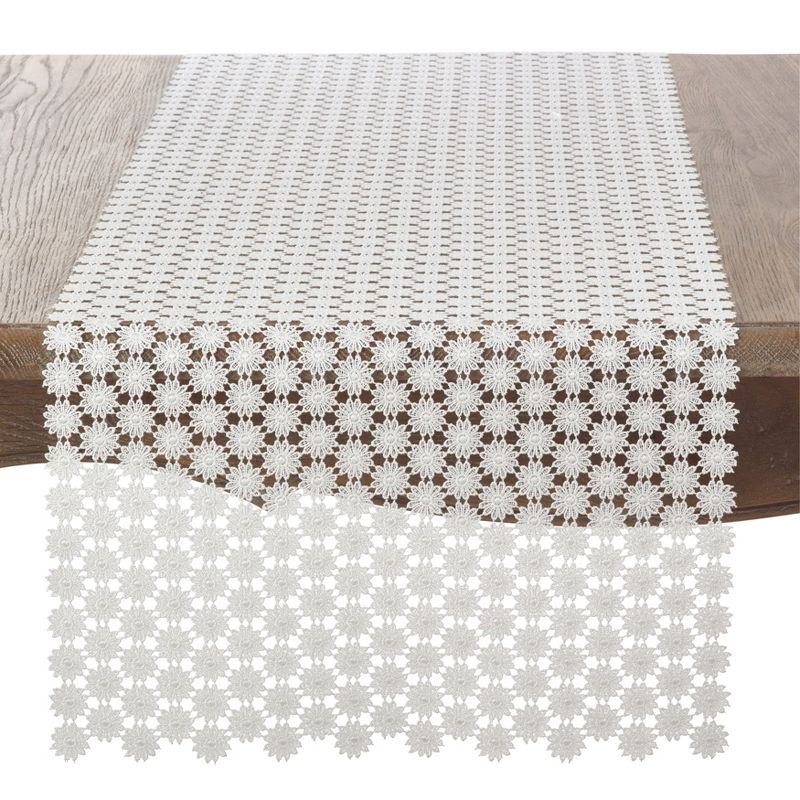 Saro Lifestyle Delicate Table Runner With Openwork Lace Design, 2 of 4