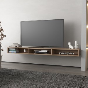 70.9" Manufactured Wood Wall-Mounted TV Stand with Spacious Shelving and Minimalist Design and Sturdy Load Support for Living Room - 1 of 4