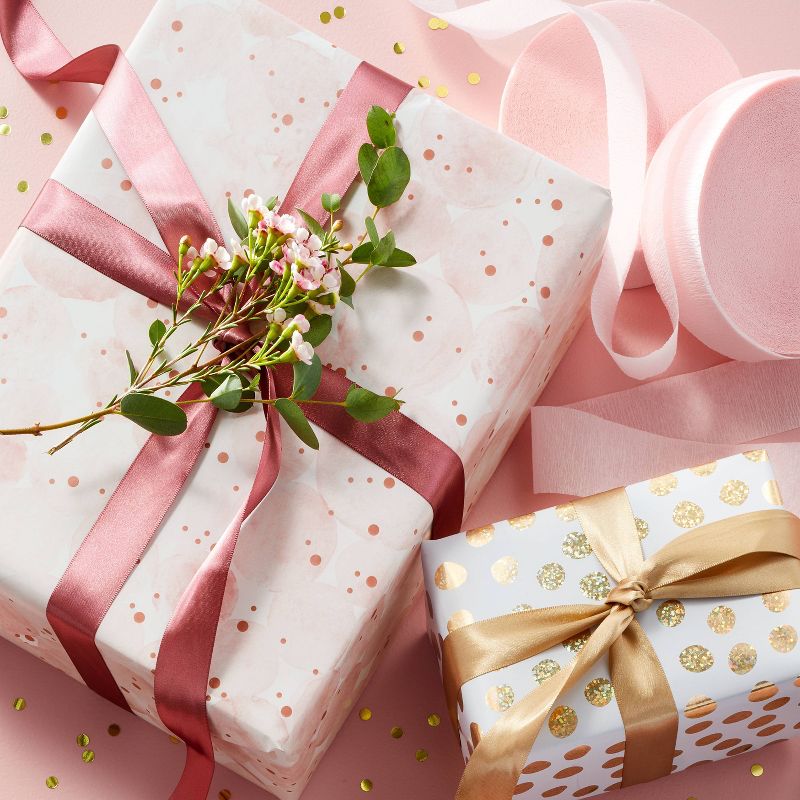 Waterdot Gift Wrapping Paper Pink/White - Spritz&#8482;, 2 of 4