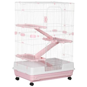 32"L 6-Level Small Animal Cage Rabbit Hutch with Universal Lockable Wheels, Slide-out Tray for Bunny, Chinchillas, Ferret - 1 of 4
