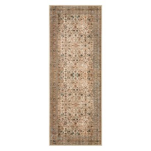Coolmee Area Rug Washable Soft Distressed Floral Rugs, Non-Slip Low-Pile Vintage Neutral Carpet for Entryway Bedroom Living RoomGray - 1 of 4