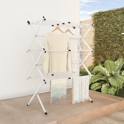 White 3-Tier Compact Folding Accordion Drying Rack