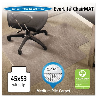 Photo 1 of EverLife Chair Mats For Medium Pile Carpet With Lip, 45 x 53, Clear