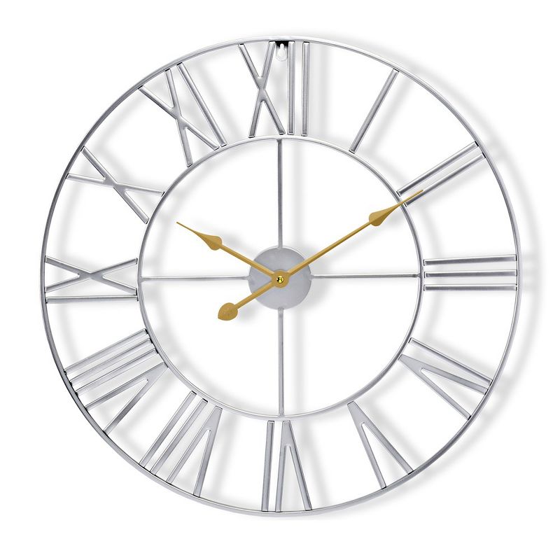 Sorbus Large Wall Clock for Living Room Decor - Roman Numeral Wall Clock for Kitchen - 16 inch Wall Clock Decorative (Silver), 1 of 7