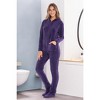 Women's Warm Fleece One Piece Hooded Footed Zipper Pajamas, Soft Adult Onesie Footie with Hood for Winter - image 3 of 4
