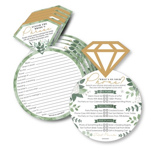 Big Dot of Happiness Boho Botanical Bride - 2-in-1 Greenery Bridal Shower  and Wedding Party Cards - Activity Duo Games - Set of 20