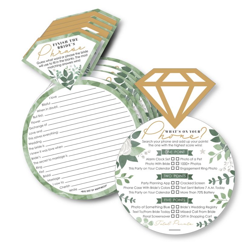 Big Dot of Happiness Boho Botanical Bride - 2-in-1 Greenery Bridal Shower and Wedding Party Cards - Activity Duo Games - Set of 20, 1 of 9