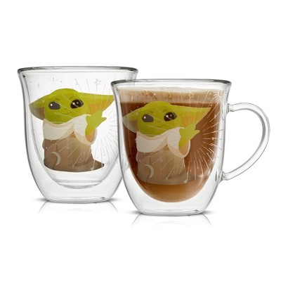 JoyJolt Star Wars The Mandalorian Mystic Double Wall Glass Mugs - 13.5 oz - Set of 2