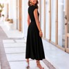 Women's Summer Knit Short Sleeve Top And Casual High Waist Midi Skirt Set Black L - 3 of 4