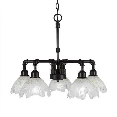 Toltec Lighting Vintage 5 - Light Chandelier in  Dark Granite with 7" Gold Ice Shade