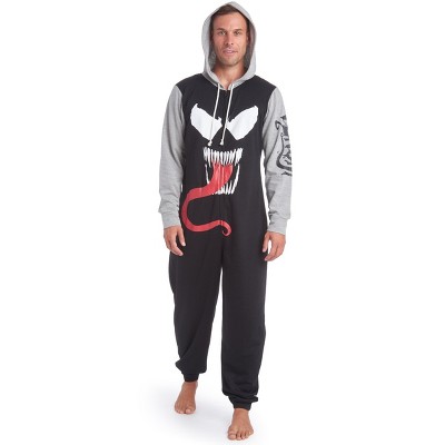 Marvel Spider-man Venom Mens Fleece Zip Up Pajama Coverall Small : Target