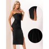 Allegra K Women's Summer Strapless Side Slip Ruched Wrap Party Beach Midi Dress - 2 of 4
