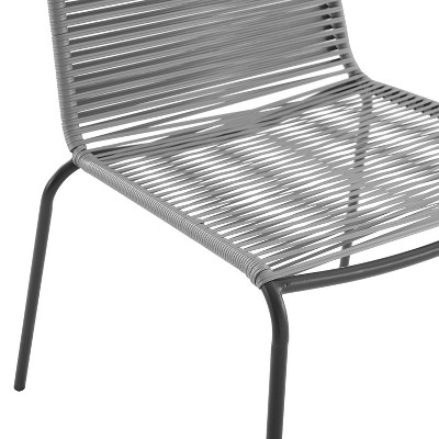Gray Steel Armless Outdoor Dining Chairs with Wicker