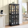 ORRD Black Antique Display Cabinet 4-Glass Door Curio with Adjustable Shelves Collectibles Storage, E26 Bulb Home & Office Use - 2 of 4