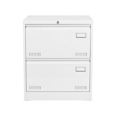 Vynxaria White 2-Drawer Lateral File Cabinet - Versatile Utility Storage Cabinets with Secure Locking System