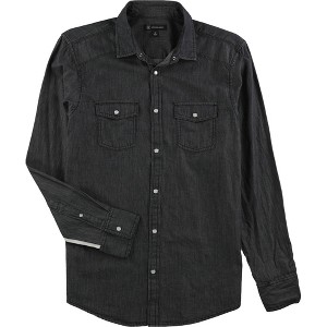 I.N.C International Concepts Mens Side Stripe Button Up Shirt, Black, X-Large - 1 of 1