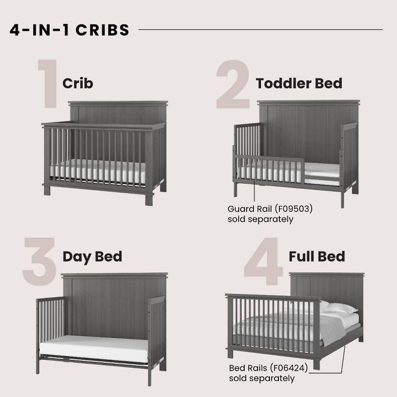 Child Craft Denman 4-in-1 Convertible Crib - Midnight Gray, 3 of 8