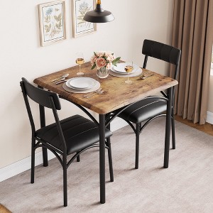 3-Piece Dining Table Set with 2 Upholstered Chairs – Compact Kitchen & Breakfast Nook Furniture - 1 of 4