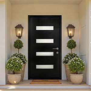 PexFix 36"x80" Fiberglass Entry Door Frosted Glass Front Entrance Door with 6-9/16 Door Frame Black Left Hand Inswing - 1 of 4
