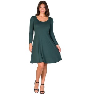 24seven Comfort Apparel Classic Long Sleeve Flared Mini Dress - 1 of 4