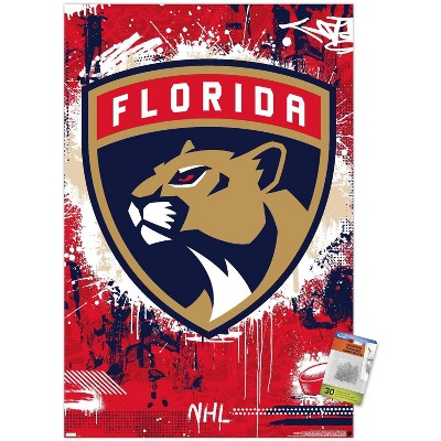 Trends International NHL Florida Panthers - Maximalist Logo 23 Unframed Wall Poster Print Clear Push Pins Bundle 22.375 x 34
