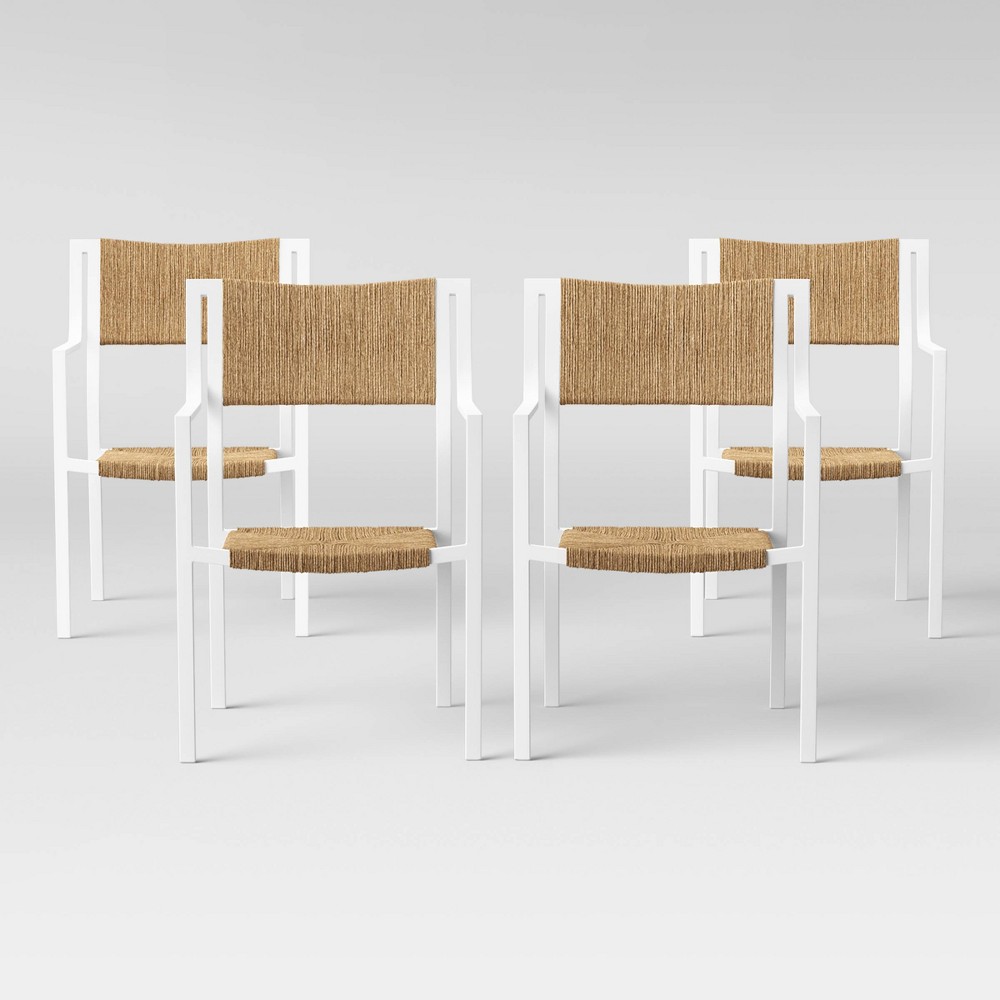 Buchanan 4pk Patio Dining Chair - White - Threshold was $500.0 now $250.0 (50.0% off)