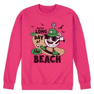 Men's - Instant Message - Long Day at the Beach Golfing Graphic Fleece Sweatshirt - 1 of 4