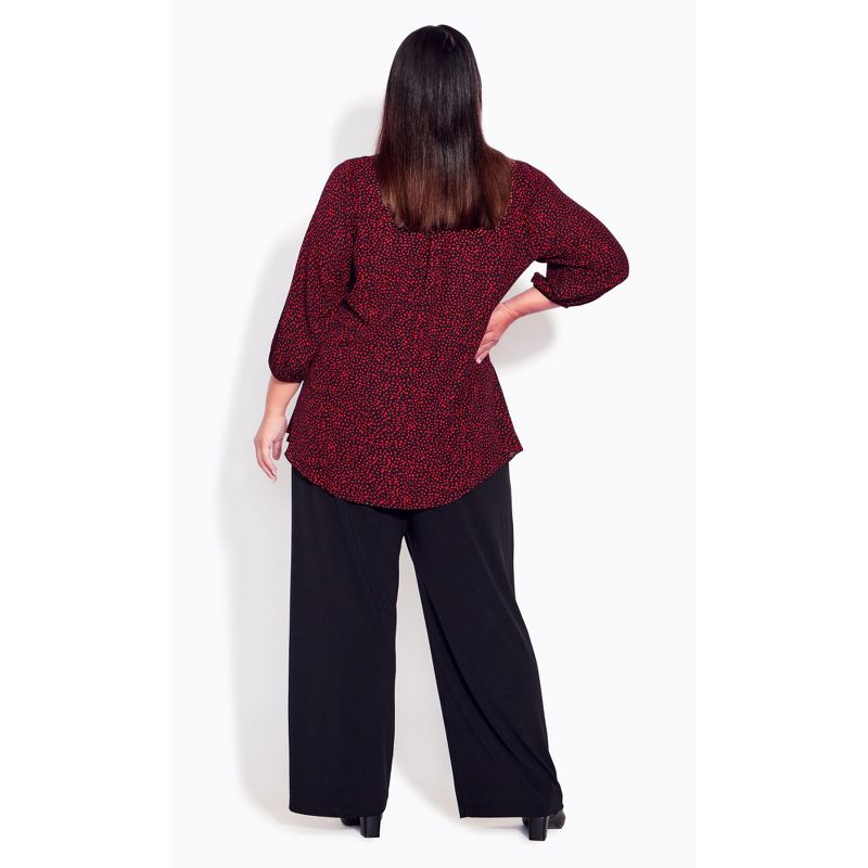 Women's Plus Size Meila Zip Print Top - red fleck | AVENUE, 3 of 6