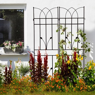 Rustproof Metal Garden Trellis 71" x 17.7" Climbing Plant Support Frame for Outdoor Vines Roses Peas Cucumber Flower Wall Panel -The Pop Home