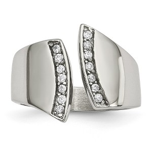 Black Bow Jewelry 16mm Stainless Steel & CZ Negative Space Band - 1 of 4