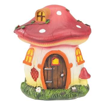 Northlight 6.25" Red Mushroom House Outdoor Garden Statue