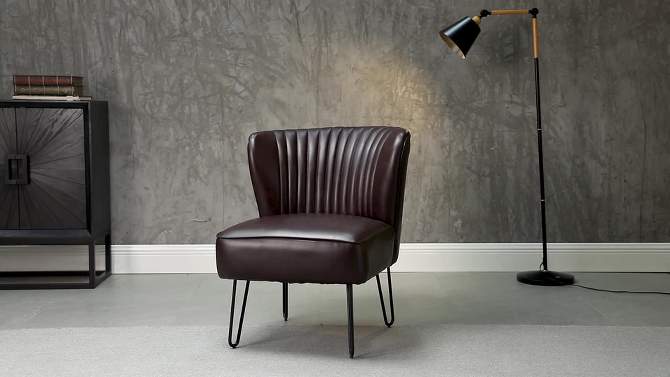 Eustacio Comtemperary Tufted  back Vegan Leather Accent Side Chair with metal legs  | Karat Home, 2 of 12, play video