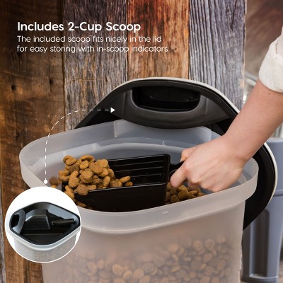 30 Quart Black Airtight Plastic Pet Food Storage Container with Scoop