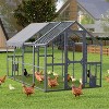 Dolonm  Walk-in Chicken Coop 110" with Waterproof Cover & 2 Doors - Large Outdoor Cat Playpen for Kittens, Galvanized Mesh Safety - 2 of 4