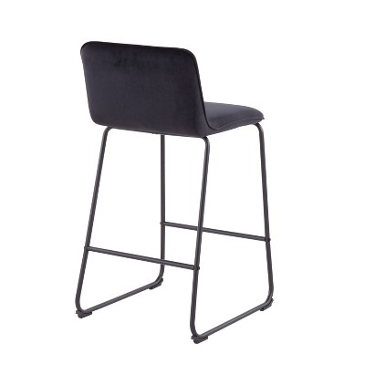 Sleek Black Metal Counter Stool with Velvet Cushion